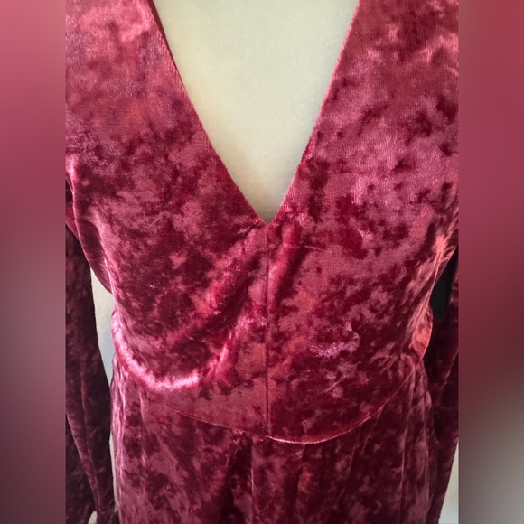 Lulus Strong Ambition Fuchsia Velvet Long Sleeve Asymmetrical Dress - Picture 6 of 9